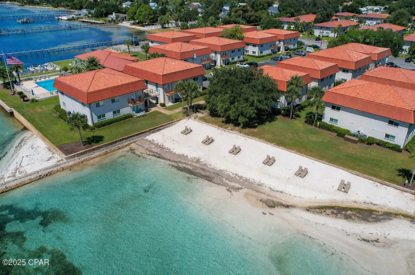 Landmark waterfront aerial view